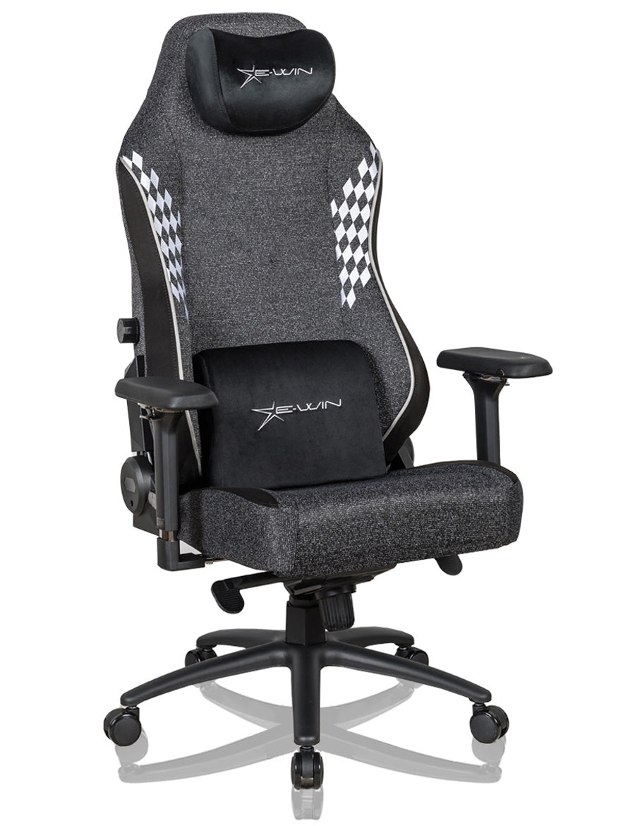 E-WIN Flash XL Size Upgraded Series Soft-Weave Fabric Ergonomic Computer Gaming Office Chair with Pillows-FLJ-XL-REV